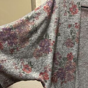 Arizona Jean Company Floral Cardigan - Gray and Purple